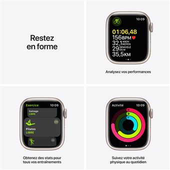 Apple Watch Series 7 GPS, 41mm boîtier Aluminium Minuit avec Bracelet Sport Minuit Reconditionné