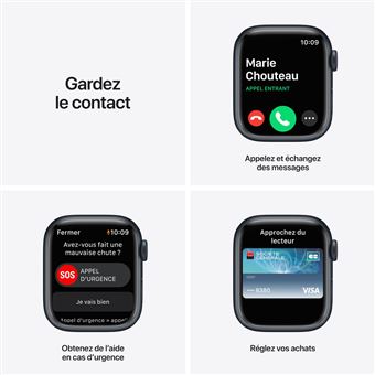 Apple Watch Series 7 GPS, 41mm boîtier Aluminium Minuit avec Bracelet Sport Minuit Reconditionné