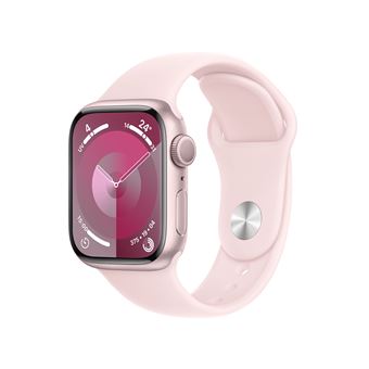 Apple Watch Series 9 GPS 41 mm Boîtier en aluminium Rose avec bracelet sport Rose clair S/M