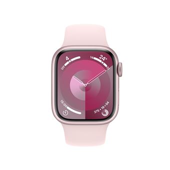 Apple Watch Series 9 GPS 41 mm Boîtier en aluminium Rose avec bracelet sport Rose clair S/M