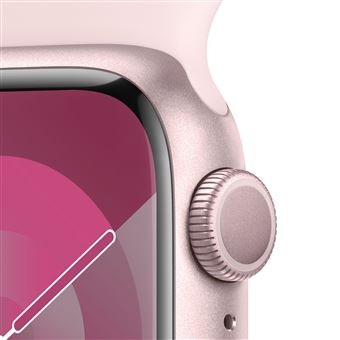 Apple Watch Series 9 GPS 41 mm Boîtier en aluminium Rose avec bracelet sport Rose clair S/M