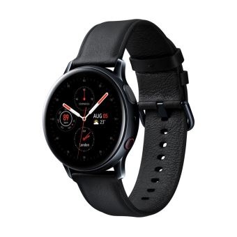 Montre connectee Samsung Galaxy Watch Active2 4G 40 mm Boitier Acier Bracelet en cuir Noir Diamant Montre connectee Achat prix fnac