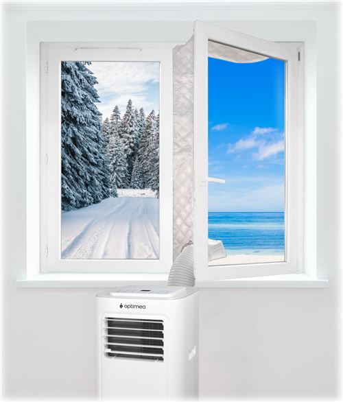Kit Fenêtre Isolant Universal Optimea Pour Climatiseur Mobile Blanc Et Argent