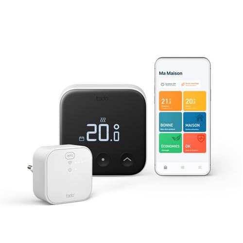 Kit de démarrage thermostat connecté et intelligente filaire Tado X Noir et Blanc