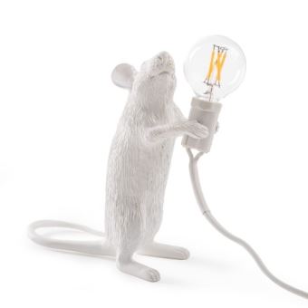 Lampe à poser Seletti Souris debout en résine 1 W Blanc