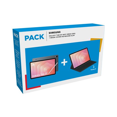 Pack Tablette Tactile Samsung Galaxy Tab S11 11 Wi-Fi 128 Go Gris + Book Cover KeyBoard Slim SPen inclus
