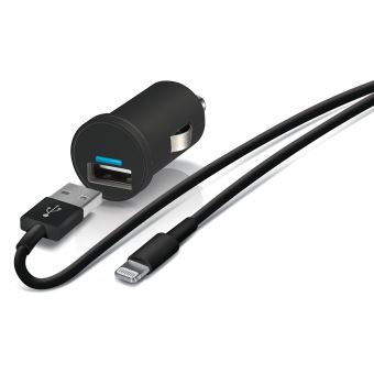 Chargeur allume-cigare USB Temium + Câble Lightning 1 m Noir