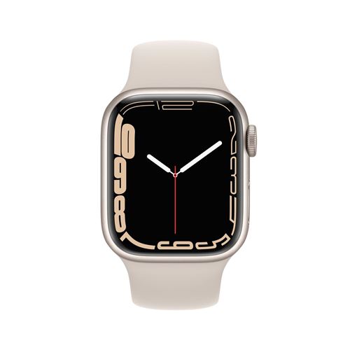 Apple Watch Series 8 41mm Blanc 32Go Bracelet Sport Noir Reconditionnée