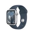 Apple Watch Series 9 GPS Boîtier en Aluminium Argenté de 41 mm avec Bracelet Sport Bleu Orage S/M