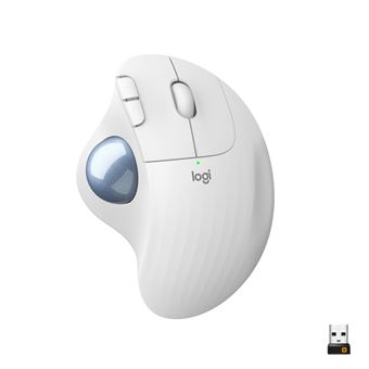 Souris Trackball sans fil Logitech ERGO M575 Bluetooth ergonomique Blanc  cassé - Souris
