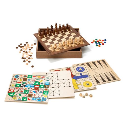 Cayro Marron Jeux De Table 5 En 1 Oie, Parchisi, Échecs, Dames Et Backgammon - Image 3