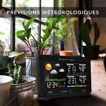 Marathon Station meteo Lisbon avec ecran couleur et sonde thermo-hygro. Gestion automatique (radio pilotee) de l''heure et du calendrier