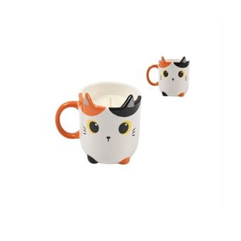 Tasse avec bougie Itotal Chat Blanc et orange