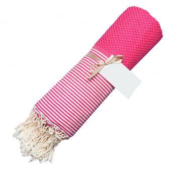 Fouta Febronie Nid d'abeille Ibiza Rose Fuschia