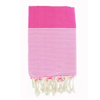 Fouta Febronie Nid d'abeille Ibiza Rose Fuschia