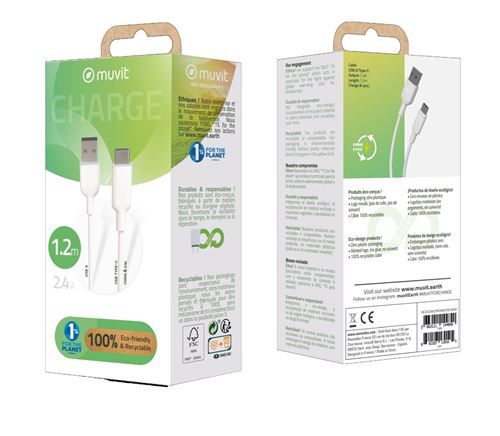 Basics Câble USB Type-C vers USB Type-C 2.0 - 1,8 m - Blanc