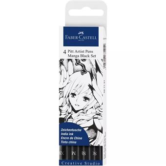 Set de 4 Feutres Faber-Castell Pitt Artist Pens Manga Noir