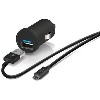 Chargeur allume-cigare USB Temium + Câble Micro USB 1 m Noir