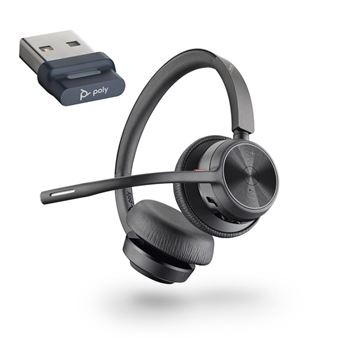 Micro casque sans fil Bluetooth Polycom Voyager 4320 UC pour PC/Mac Gris et noir