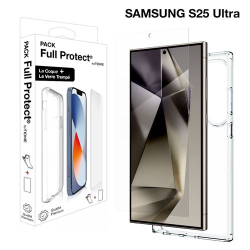 Pack Moxie protection complète écran + Coque pour Samsung Galaxy S25 Ultra Transparent