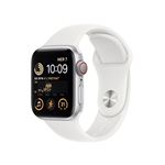 Apple Watch SE GPS + Cellular 2ème génération, boîtier Aluminium Argent 40mm avec Bracelet Sport Blanc