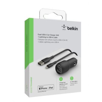 Belkin Chargeur secteur 2 ports USB-A Boost Charge 24 W avec câble USB-A  vers