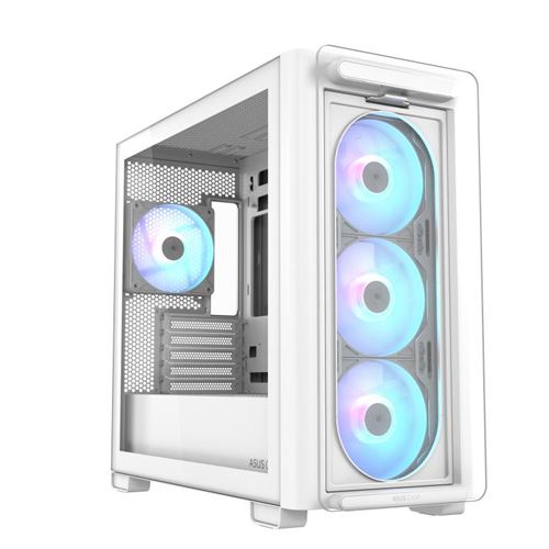 Boitier PC ASUS A23 PLUS mini tour blanc ARGB avec panneau latéral verre trempé