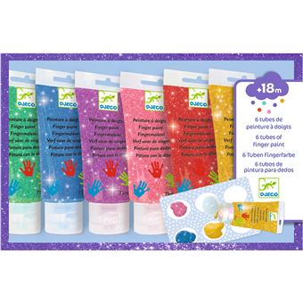 Peinture enfant Djeco Tubes de peinture à doigts avec des paillettes