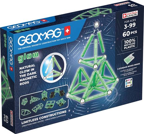 Geomag Multicolore Jeu De Construction Magnétique Ecofriendly 60 Pièces Glow