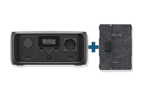 Bloc d'alimentation EcoFlow Pack River 3 UPS avec panneau solaire 45 W Gris