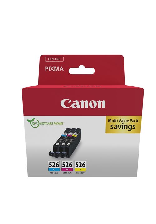 Pack de 3 cartouches d encre Canon Genuine Pixma CLI526 CMY NEW SEC
