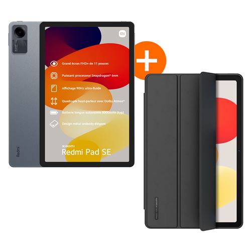 Pack Tablette Tactile Xiaomi Redmi Pad SE 11 Wifi 128 Go Noir + Etui de protection