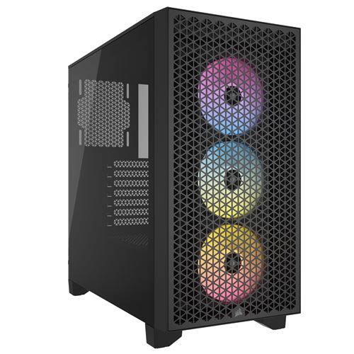 Boîtier PC Corsair 3000D AIRFLOW moyen tour noir RGB avec panneau latéral verre trempé