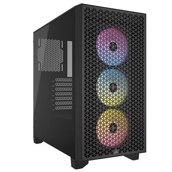 Boîtier PC Corsair 3000D AIRFLOW moyen tour noir RGB avec panneau latéral verre trempé - 1