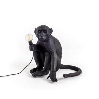 Lampe à poser Seletti en résine Singe assis Noir