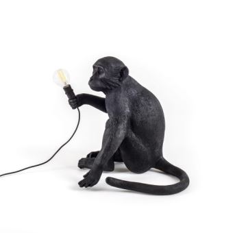 Lampe à poser Seletti en résine Singe assis Noir