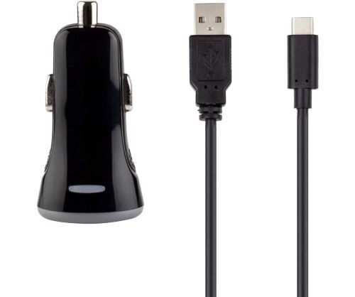 Chargeur Allume-Cigare Under Control 2.4 A + Câble Usb Type C 1.2 M