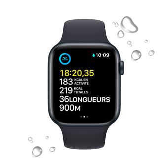 Apple Watch SE GPS 2ème génération, boîtier Aluminium Minuit 44mm avec Bracelet Sport Minuit