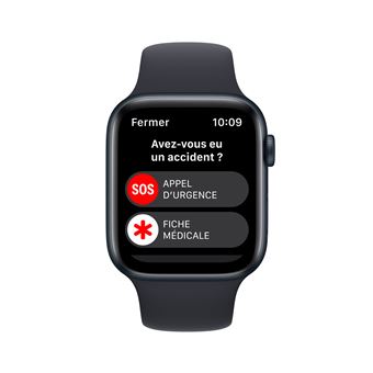 Apple Watch SE GPS 2ème génération, boîtier Aluminium Minuit 44mm avec Bracelet Sport Minuit