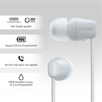 Ecouteurs intra-auriculaire tour de cou sans fil Bluetooth Sony WI-C100 Blanc