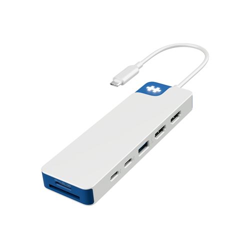 Hub USB-C Hyper Hyperdrive Flex9 dual 4K HDMI Blanc et Bleu