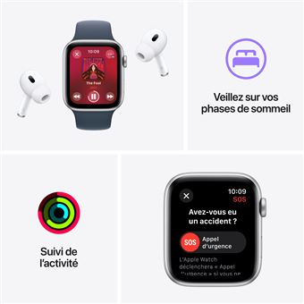 Apple Watch SE GPS + Cellular, boîtier en Aluminium Minuit de 44 mm avec bracelet sport Minuit S/M