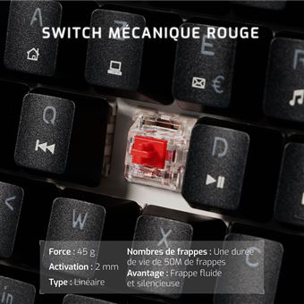 Clavier sans fil gaming mécanique Azerty Onlan CA-100 TKL Noir