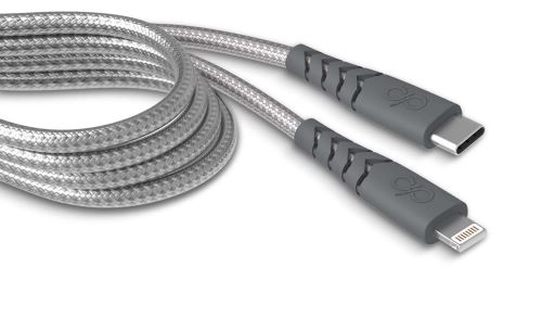 Force Power USB Typ C auf Lightning MFI verstärktes Kabel 2 m Grau
