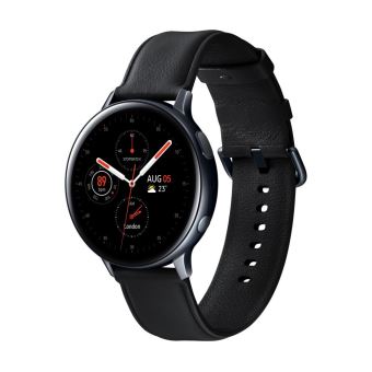 Montre connectée Samsung Galaxy Watch Active2 44 mm Boîtier Acier Bracelet  en cuir Noir Diamant - Fnac.ch - Montre connectée