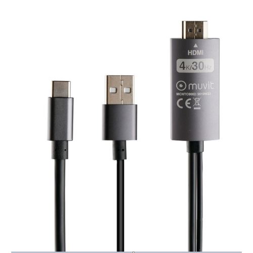 Connectique Type C vers HDMI avec recharge USB 2m