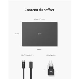 PC Portable LG Gram 17Z90R-AD7CF 17" Intel Core i7 32 Go RAM 2 To SSD Gris Charbon