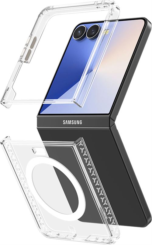 Coque magnétique renforcée avec paillettes Duo Transparent pour Samsung Galaxy Z Flip 7