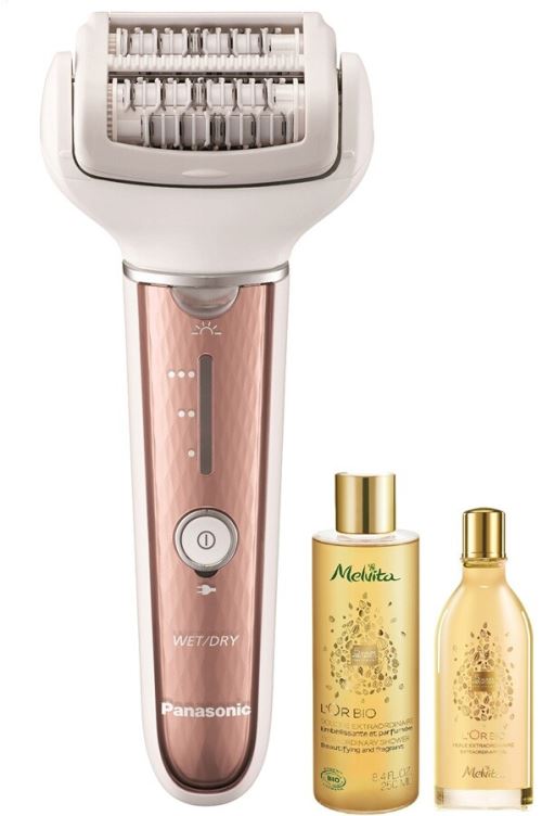 Pack épilateur à pinces, huile et gel douche Panasonic Melvita EL8A Rose