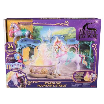 Unicorn Academy – Playset Interactif River Et Isabel – Licorne Lumineuse, Poupée Articulée, 3 Accessoires – Inspiré De Netflix – Dès 4 Ans
